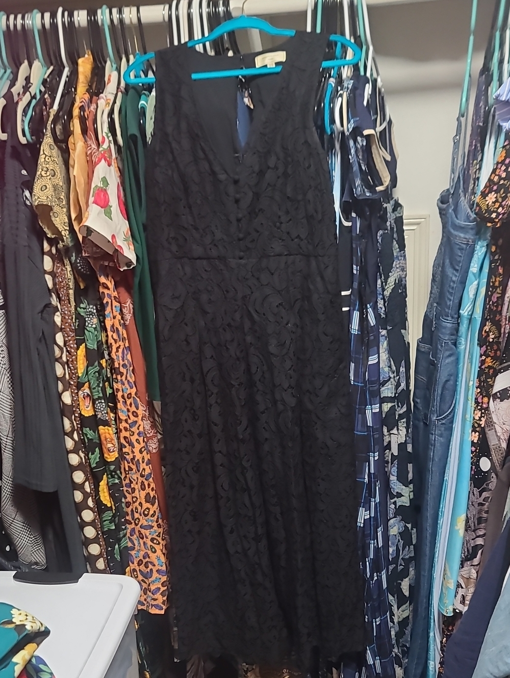Black Lace V-Neck Sleeveless Cropped Wide Leg Jumpsuit Moulinette Soeurs L 12